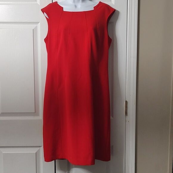 Ellen Tracy red sheath holiday Valetines, date night cruise Dress Sz  12 - Picture 1 of 5